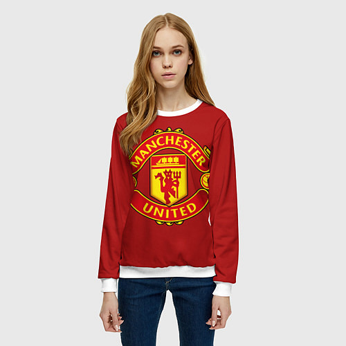 Женский свитшот Manchester United F C / 3D-Белый – фото 3