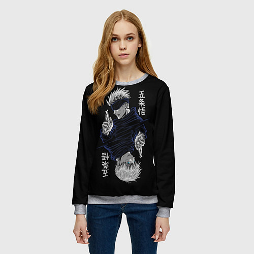 Женский свитшот GOJO SATORU МАГИЧЕСКАЯ БИТВА JUJUTSU KAISEN / 3D-Меланж – фото 3