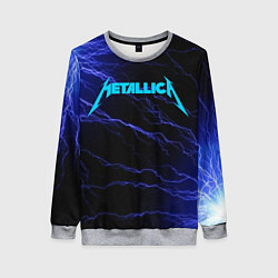 Свитшот женский METALLICA BLUE FLASH МЕТАЛЛИКА СИНИЕ МОЛНИИ, цвет: 3D-меланж