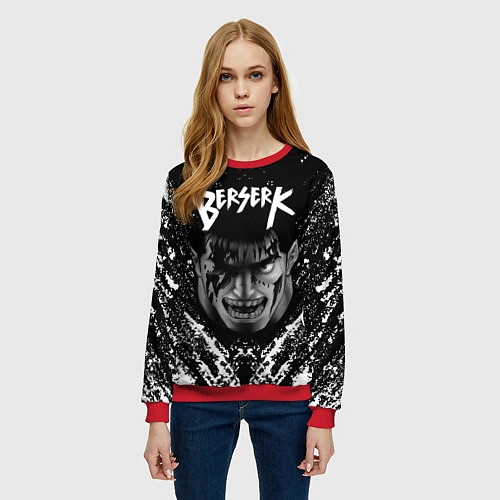 Женский свитшот БЕРСЕРК ГАТС брызги краски / 3D-Красный – фото 3