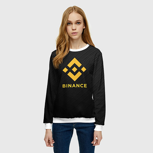 Женский свитшот БИНАНС ЛОГО CARBON BINANCE LOGO / 3D-Белый – фото 3