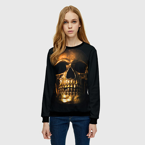 Женский свитшот Gold Skull / 3D-Черный – фото 3