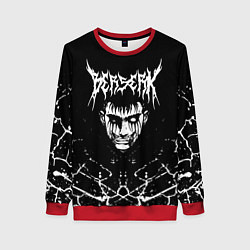 Свитшот женский БЕРСЕРК ЯРОСТНОЕ ЛИЦО ГАТСА НА СПИНЕ КЛЕЙМО, цвет: 3D-красный