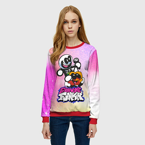 Женский свитшот Skid and Pump Friday Night Funkin / 3D-Красный – фото 3
