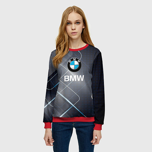 Женский свитшот BMW Logo / 3D-Красный – фото 3