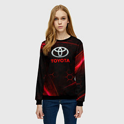 Свитшот женский Toyota Неоновые соты, цвет: 3D-черный — фото 2