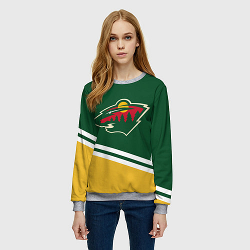 Женский свитшот Minnesota Wild NHL / 3D-Меланж – фото 3