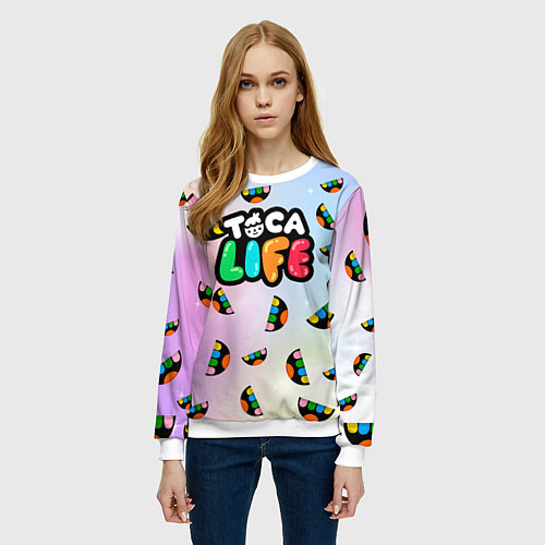 Женский свитшот Toca Life: Smile Logo / 3D-Белый – фото 3