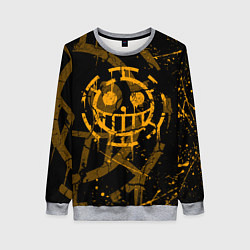 Свитшот женский ВАН ПИС ПИРАТЫ ЖЁЛТЫЙ ЛОГО, цвет: 3D-меланж