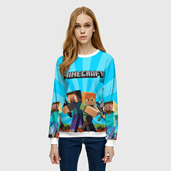 Свитшот женский МАЙНКРАФТ ГЕРОИ ИГРЫ MINECRAFT, цвет: 3D-белый — фото 2