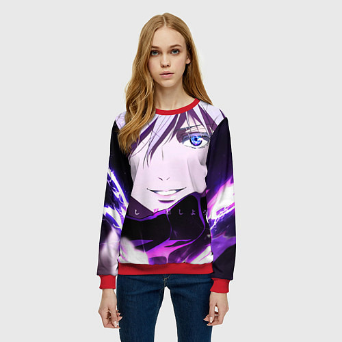 Женский свитшот Сатору Гото кастует заклинание / 3D-Красный – фото 3