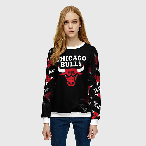 Женский свитшот ЧИКАГО БУЛЛС БЫКИ CHICAGO BULLS / 3D-Белый – фото 3