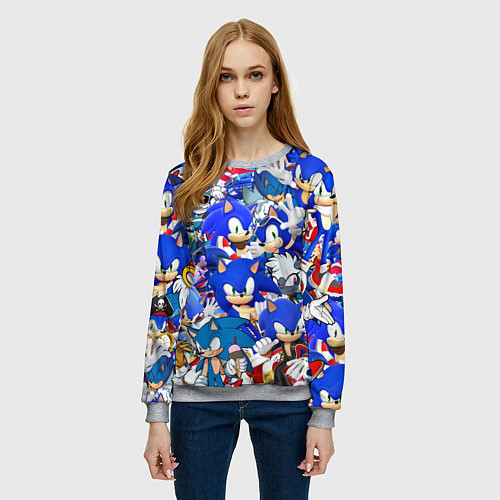 Женский свитшот SONIC СИНИЙ ЁЖ СОНИК / 3D-Меланж – фото 3
