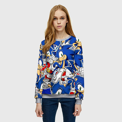 Женский свитшот SONIC ПАТТЕРН СОНИК / 3D-Меланж – фото 3