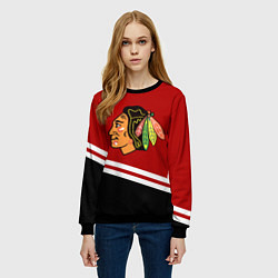 Свитшот женский Chicago Blackhawks, NHL, цвет: 3D-черный — фото 2