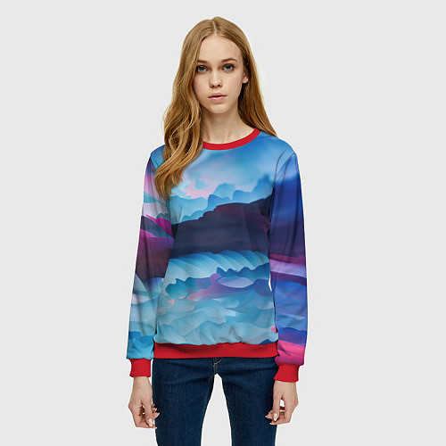 Женский свитшот Грозовые мазки / 3D-Красный – фото 3