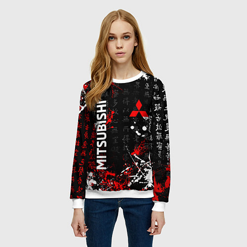 Женский свитшот Японские символы Митсубиси / 3D-Белый – фото 3