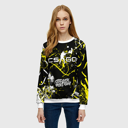 Женский свитшот CS:GO Брызги красок / 3D-Белый – фото 3