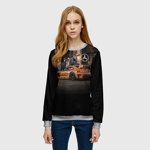Женский свитшот Мерседес АМГ в стиле Loft / 3D-Меланж – фото 3