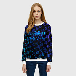 Свитшот женский Genshin Impact NEON PATTERN SYMBOL, цвет: 3D-белый — фото 2