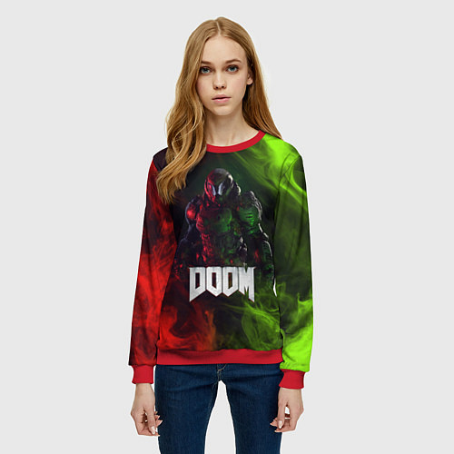 Женский свитшот Doomguy Doom / 3D-Красный – фото 3