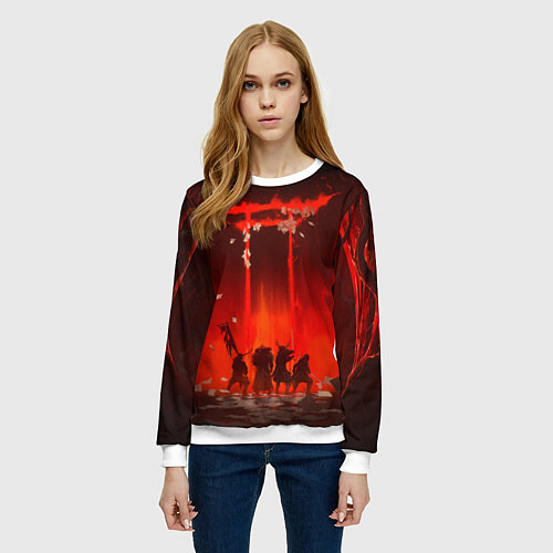 Женский свитшот GHOST OF TSUSHIMA САМУРИ В ОГНЕ / 3D-Белый – фото 3