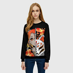 Свитшот женский Samurai girl, цвет: 3D-черный — фото 2