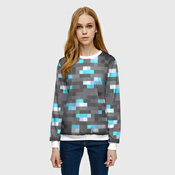 Свитшот женский АЛМАЗНАЯ РУДА DIAMOND ORE MINCRAFT, цвет: 3D-белый — фото 2
