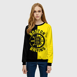 Свитшот женский Boston Bruins, Бостон Брюинз, цвет: 3D-черный — фото 2