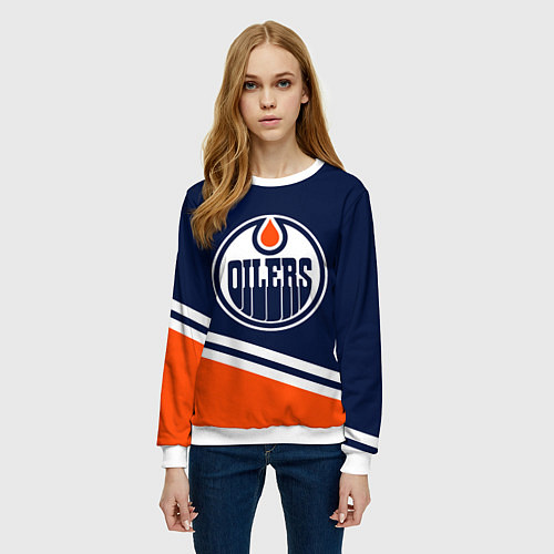 Женский свитшот Edmonton Oilers Эдмонтон Ойлерз / 3D-Белый – фото 3