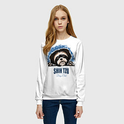 Свитшот женский Ши-Тцу Shih-Tzu, цвет: 3D-белый — фото 2