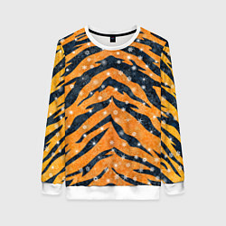 Свитшот женский Новогодняя шкура тигра, цвет: 3D-белый