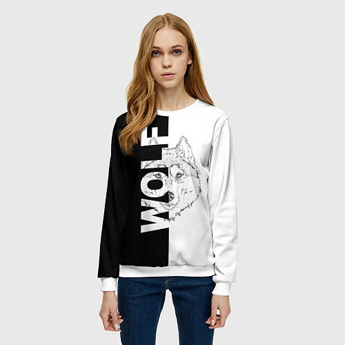 Женский свитшот WOLF Волк / 3D-Белый – фото 3