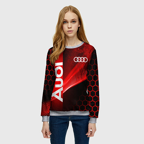 Женский свитшот AUDI АУДИ SPORT СПОРТ RED AND BLACK / 3D-Меланж – фото 3