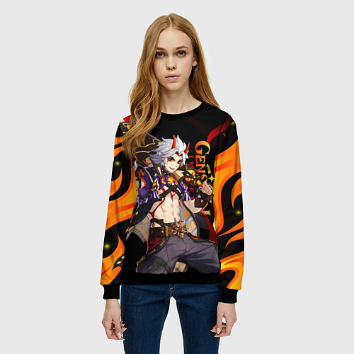 Женский свитшот GENSHIN IMPACT ИТТО АРАТАКИ / 3D-Черный – фото 3