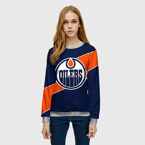 Женский свитшот Эдмонтон Ойлерз Edmonton Oilers NHL / 3D-Меланж – фото 3