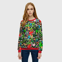 Свитшот женский МАЙНКРАФТ ВСЕ ГЕРОИ И ПРЕДМЕТЫ, цвет: 3D-красный — фото 2