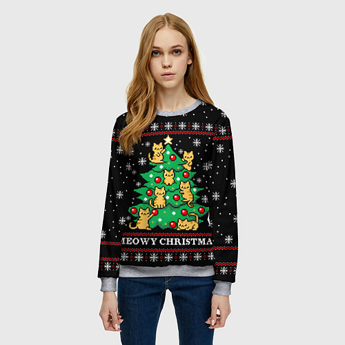 Женский свитшот MEOWY CHRISTMAS 2022 / 3D-Меланж – фото 3