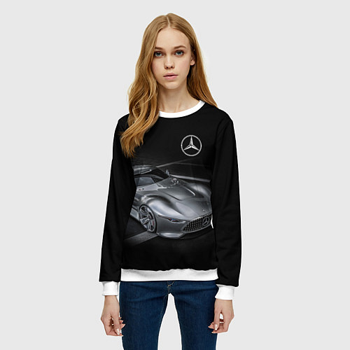 Женский свитшот Mercedes-Benz motorsport black / 3D-Белый – фото 3
