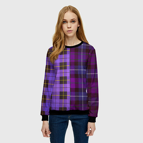 Женский свитшот Purple Checkered / 3D-Черный – фото 3