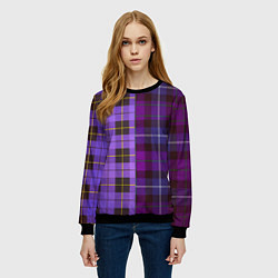 Свитшот женский Purple Checkered, цвет: 3D-черный — фото 2
