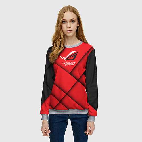 Женский свитшот ROG - republic of gamers / 3D-Меланж – фото 3