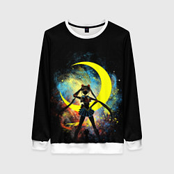 Свитшот женский Sailormoon Сейлормун на фоне звезд, цвет: 3D-белый