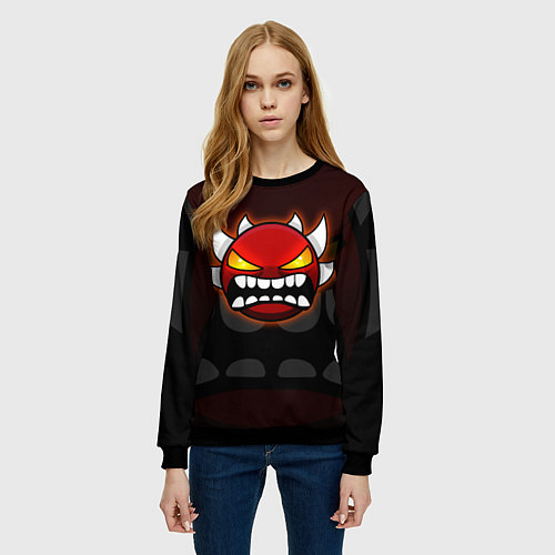 Женский свитшот Geometry Dash: Red Demon / 3D-Черный – фото 3