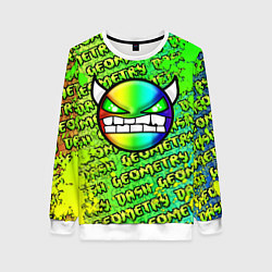 Свитшот женский Geometry Dash: Acid Green, цвет: 3D-белый