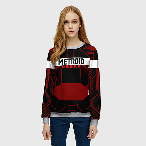 Женский свитшот Metroid Dread Black Red Logo / 3D-Меланж – фото 3