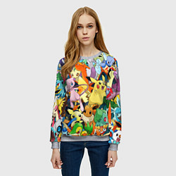 Свитшот женский АНИМЕ, ПОКЕМОНЫ ВСЕ ПЕРСОНАЖИ POKEMON, цвет: 3D-меланж — фото 2