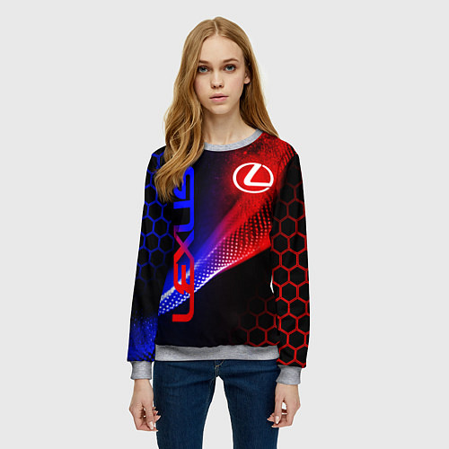 Женский свитшот LEXUS ЛЕКСУС NEON НЕОН / 3D-Меланж – фото 3