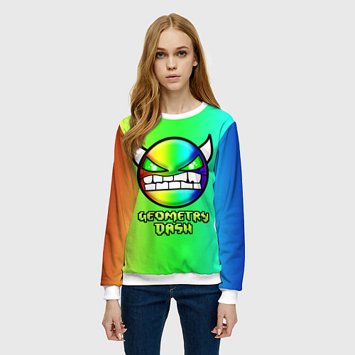 Женский свитшот Geometry Dash / 3D-Белый – фото 3