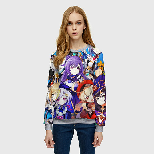 Женский свитшот ГЕРОИ ИГРЫ GENSHIN IMPACT / 3D-Меланж – фото 3